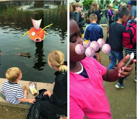 Fig. 2 Virtual Pokemons above reality (Photographer: Stig Stasig)
